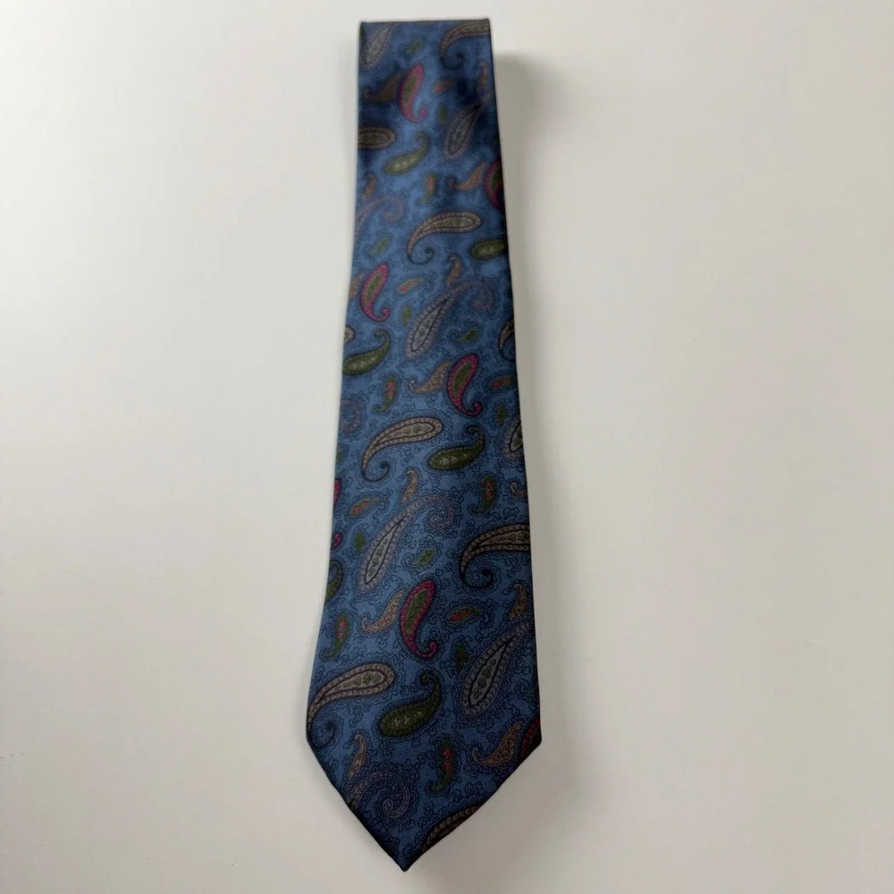 Lanvin Tie Mens Blue Paisley Silk Tie‎ Italy